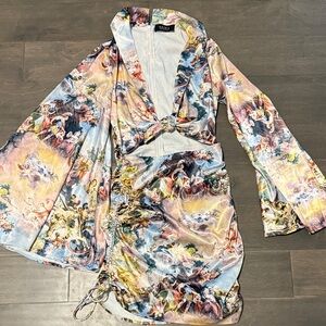 AKIRA Multicolor Artistic Print Dress